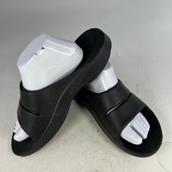 OOFOS OOahh Slide Sandals Mens US 10 Recovery Black Athletic Comfort Shoes - Picture 4 of 10